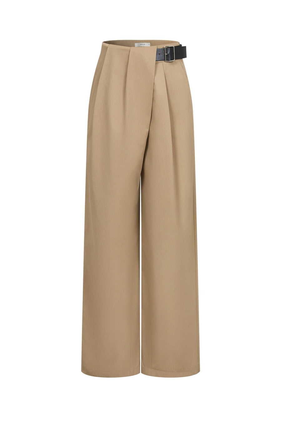 Axelle Woven Asymmetrical Pleated Pants with PU Belt
