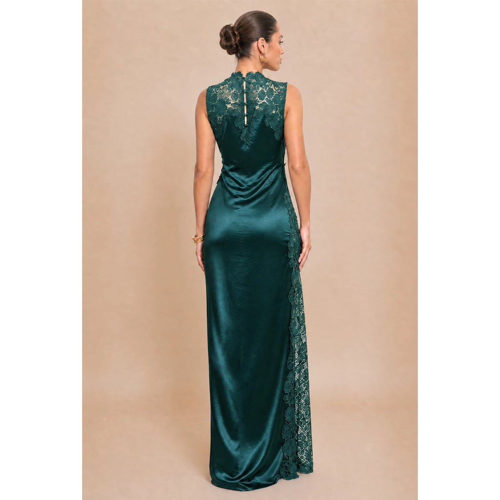 Scallop-Edged Lace Maxi Dress