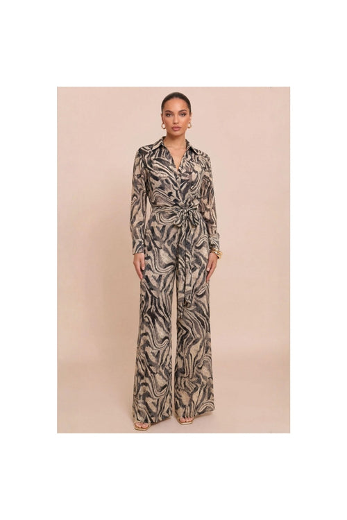 Animal Print Chiffon Jumpsuit