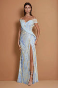 Sculptural Beaded Corset Gown - Paris Blue - view 1