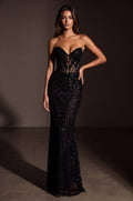 Sequin Illusion Corset Gown - Black - view 1