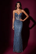 Sequin Illusion Corset Gown - Periwinkle - view 1