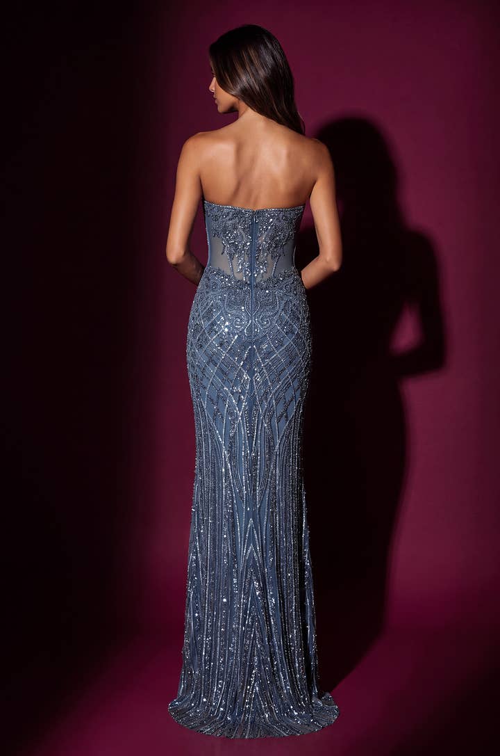 Sequin Illusion Corset Gown - Periwinkle - view 2
