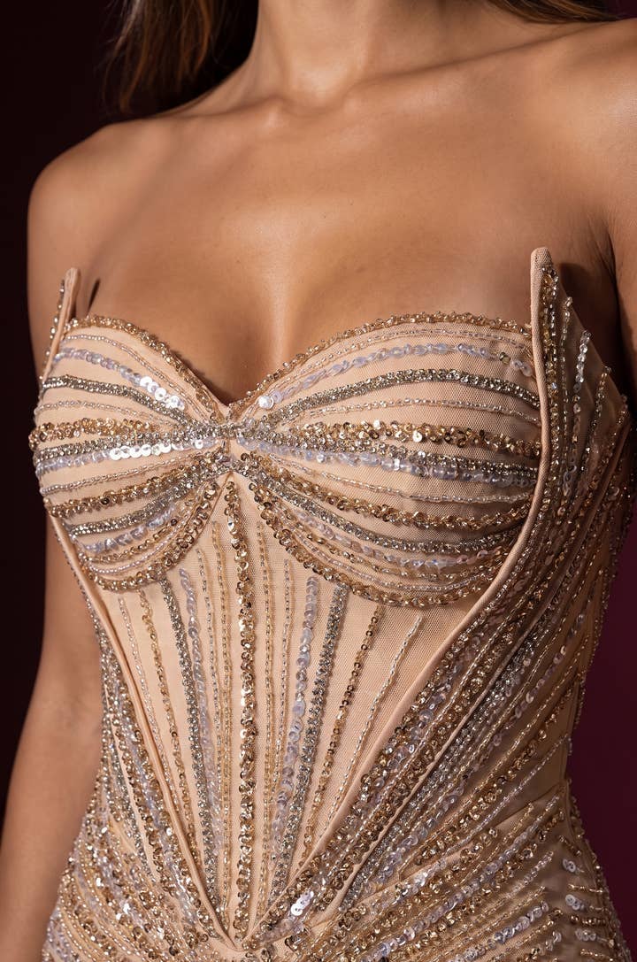Sequin Sweetheart Mermaid Gown - Gold - view 4
