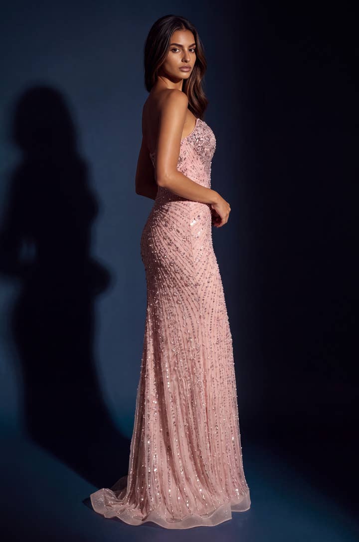 Beaded Sweetheart Corset Mermaid Gown - Rose - view 3
