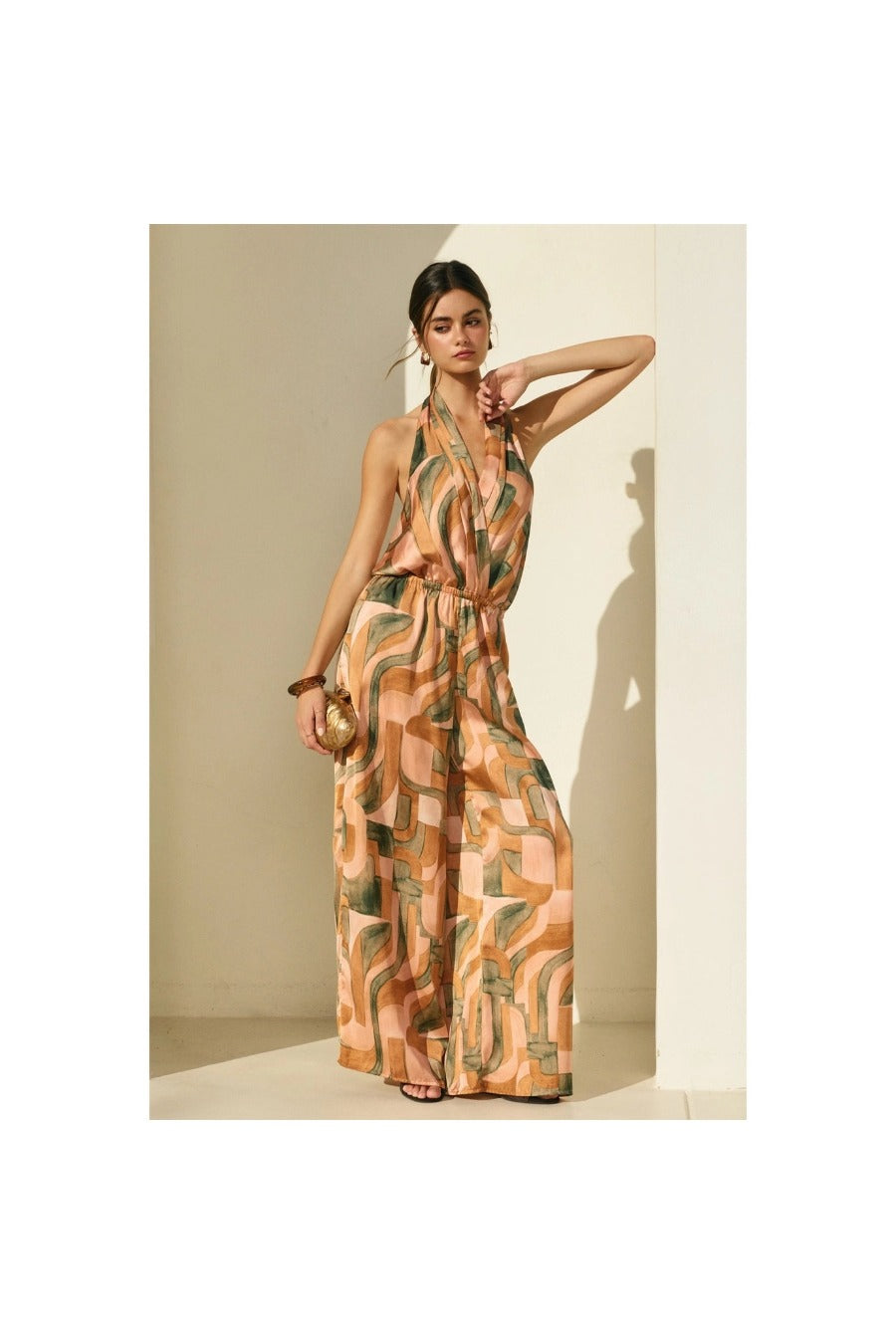 Abstract Halter Neck Jumpsuit