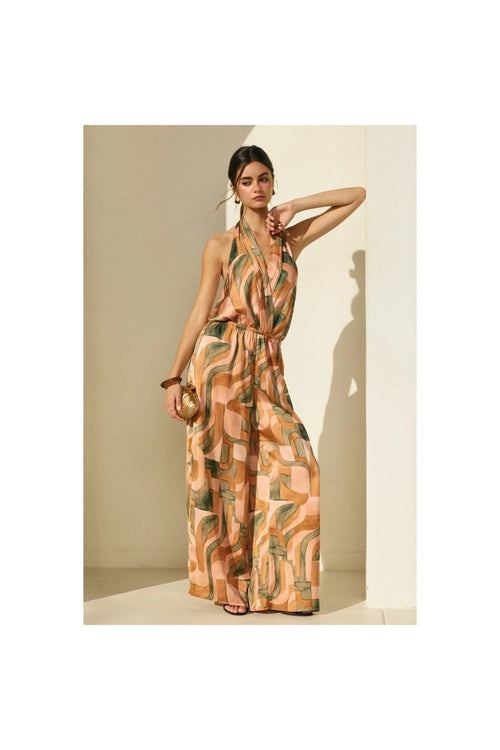 Abstract Halter Neck Jumpsuit