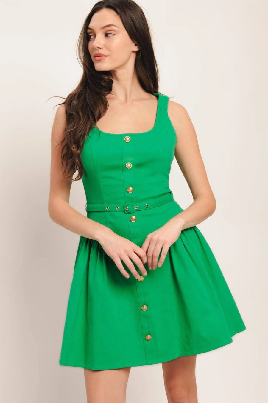 A Solid Woven Mini Dress