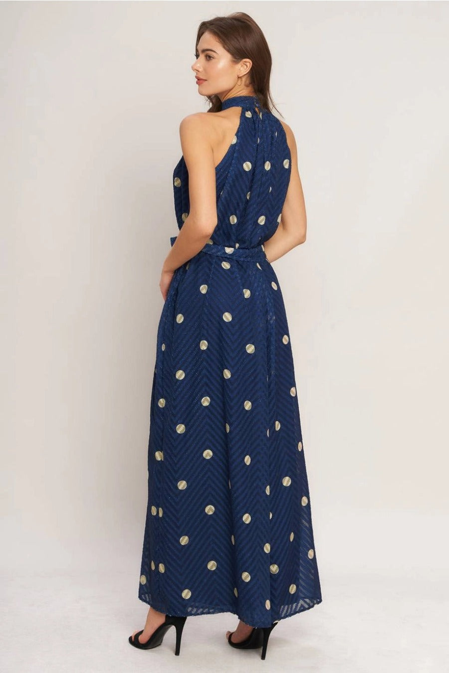 A Printed Textured Woven Jumpsuit