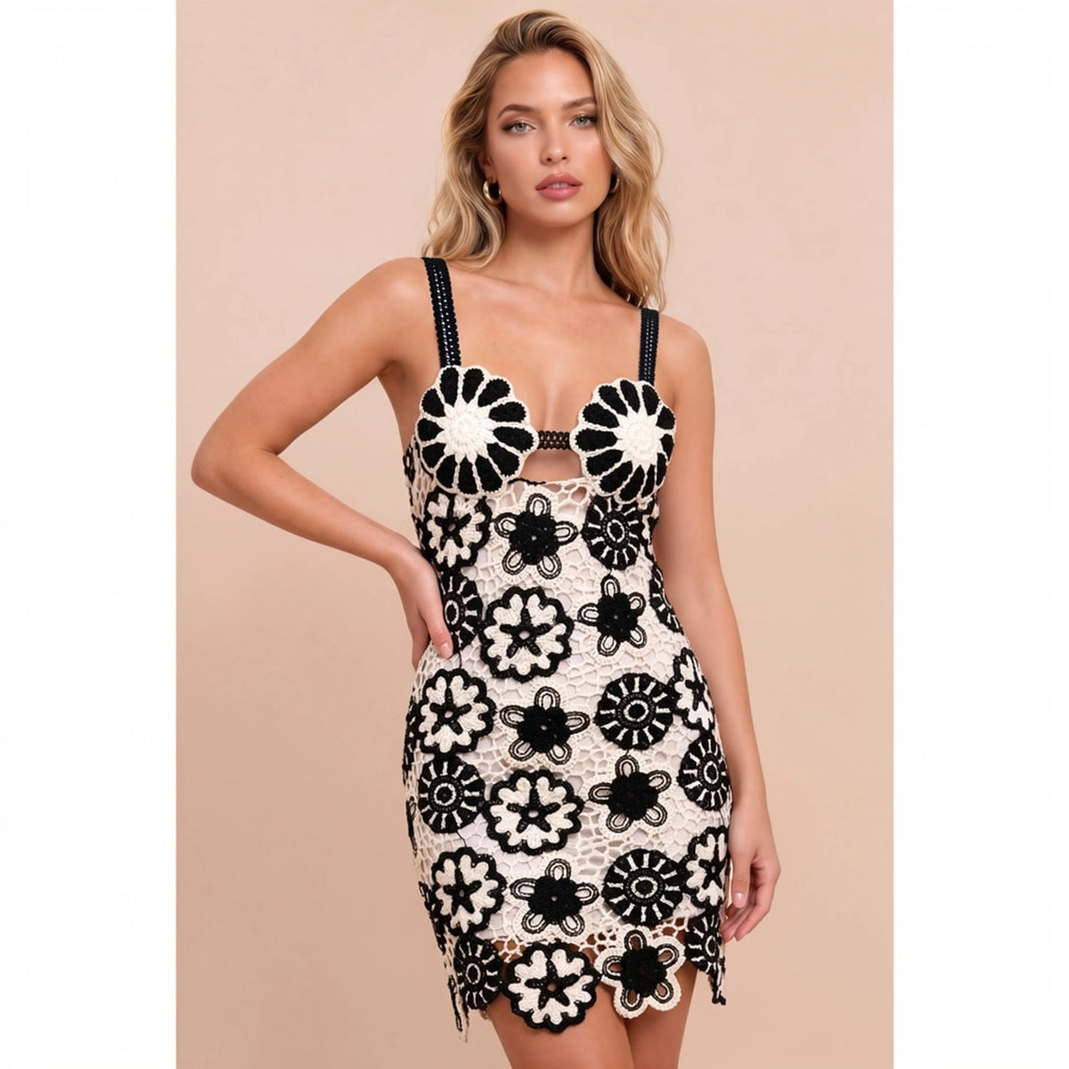 Crochet Floral Mini Dress
