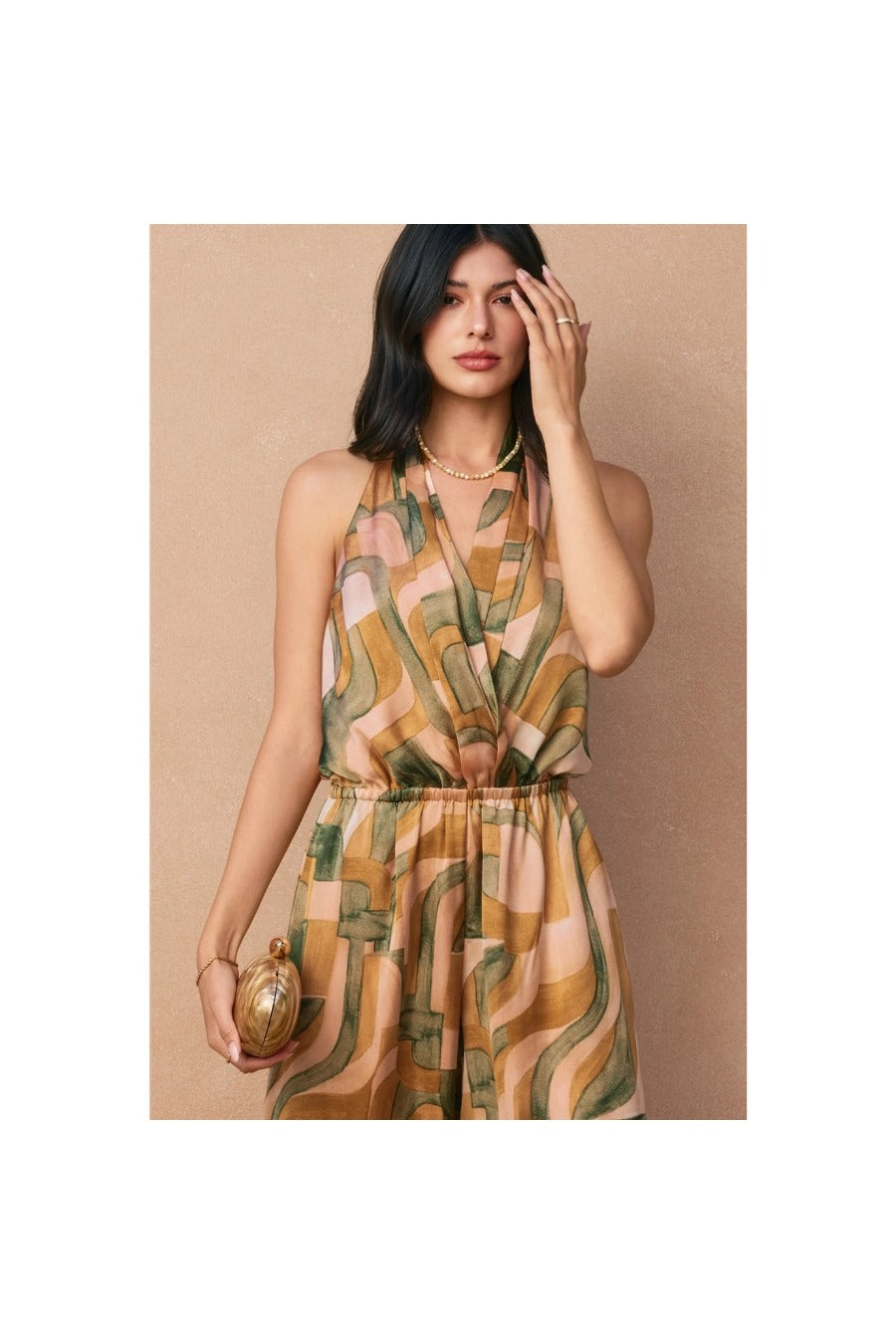 Abstract Halter Neck Jumpsuit