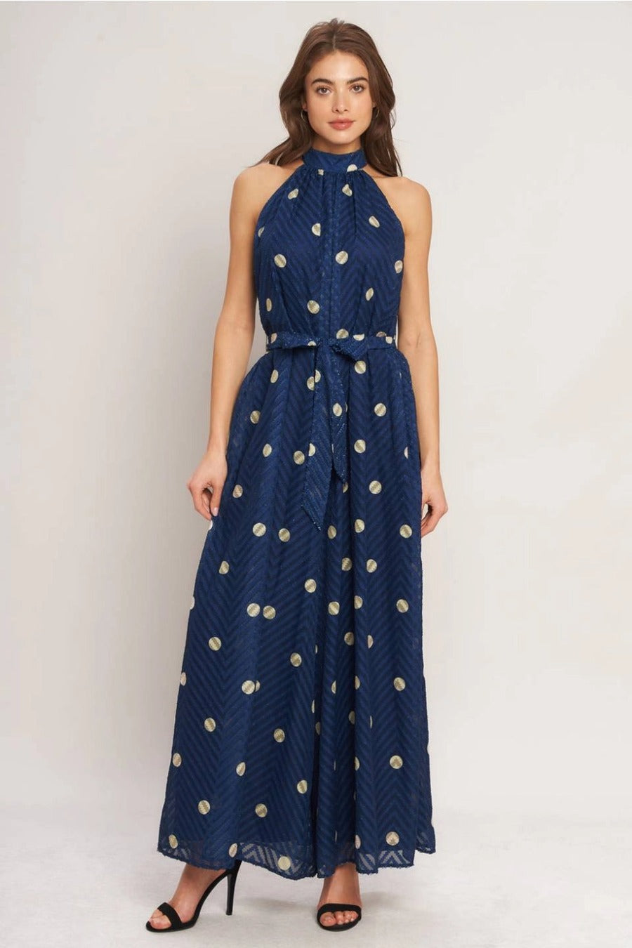 A Printed Textured Woven Jumpsuit