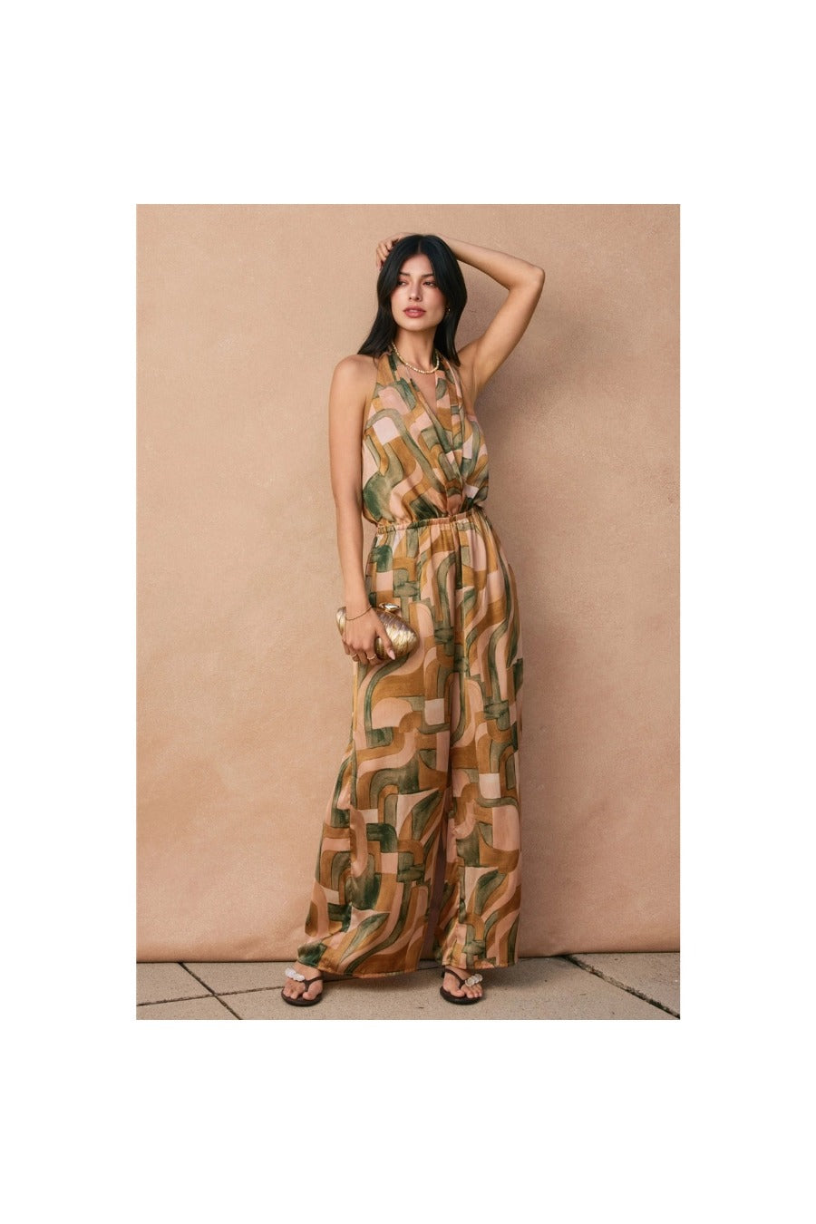 Abstract Halter Neck Jumpsuit