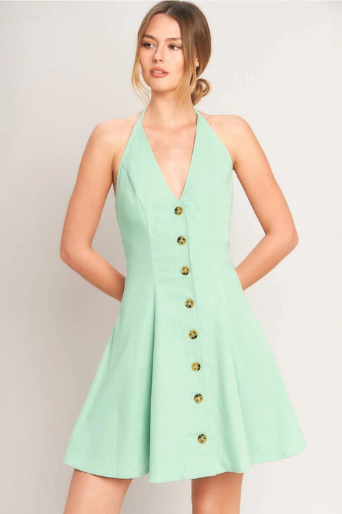 A Solid Woven Mini Dress