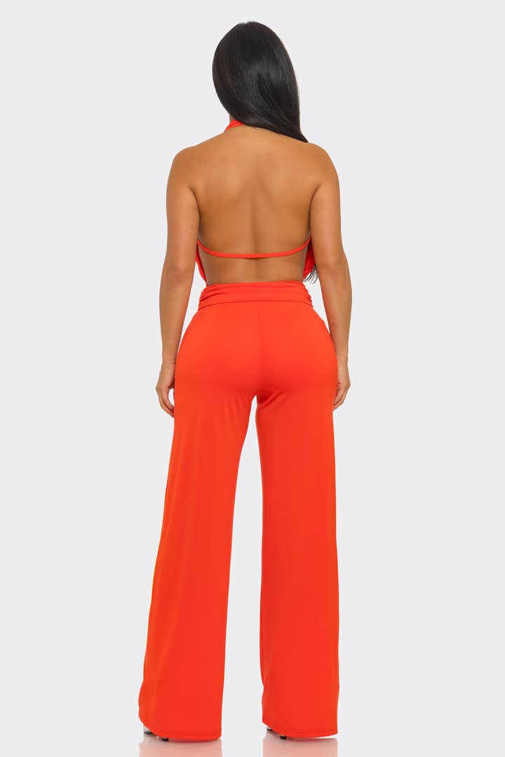After Hours Halter Jumpsuit - Orange - view 4