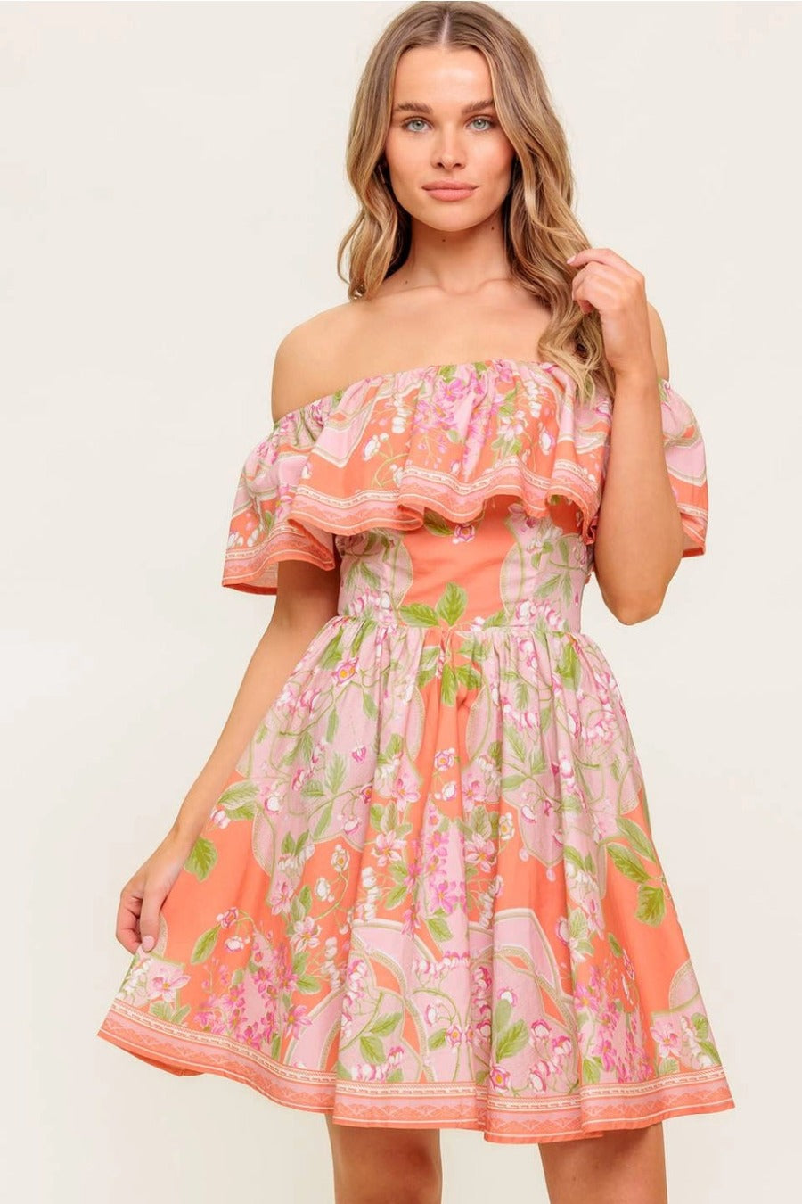 A Printed Woven Mini Dress