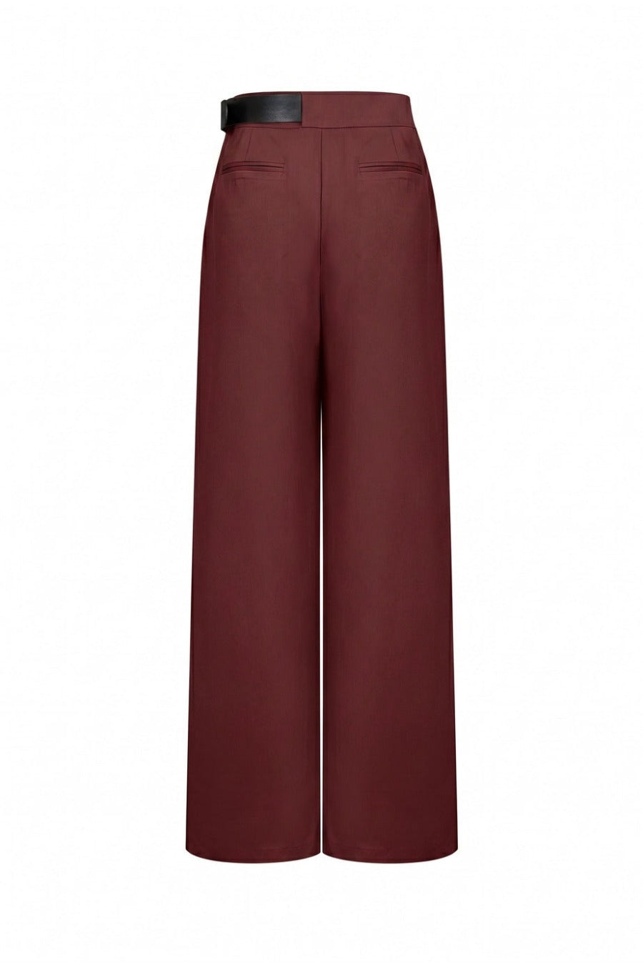 Axelle Woven Asymmetrical Pleated Pants with PU Belt