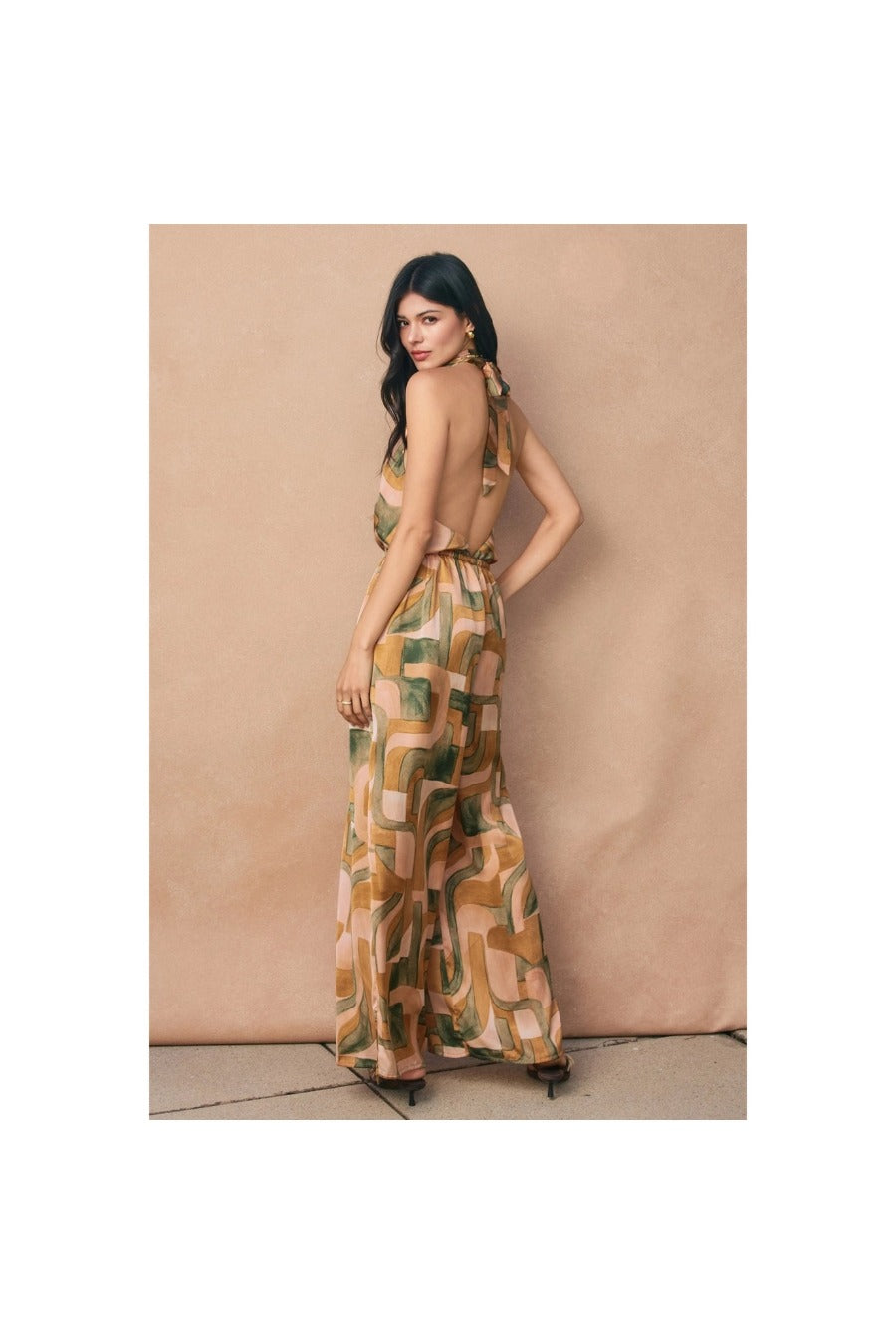 Abstract Halter Neck Jumpsuit