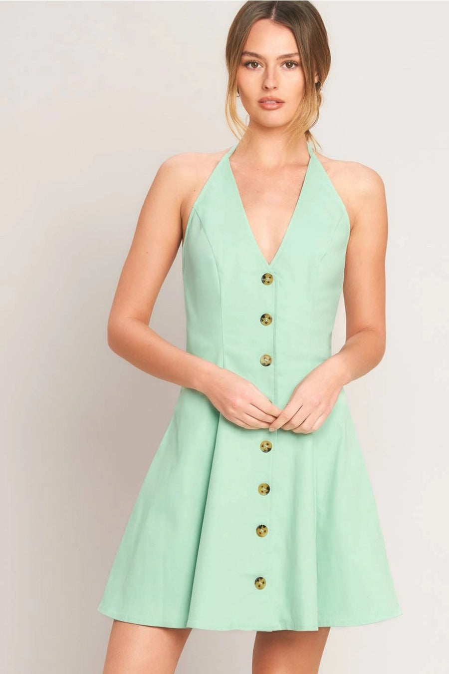 A Solid Woven Mini Dress