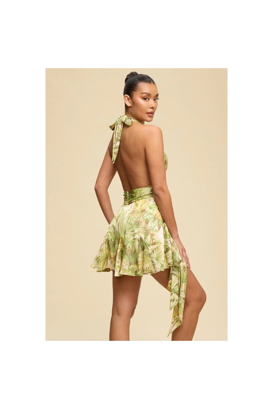 Tropic Satin Mini Wrap Dress