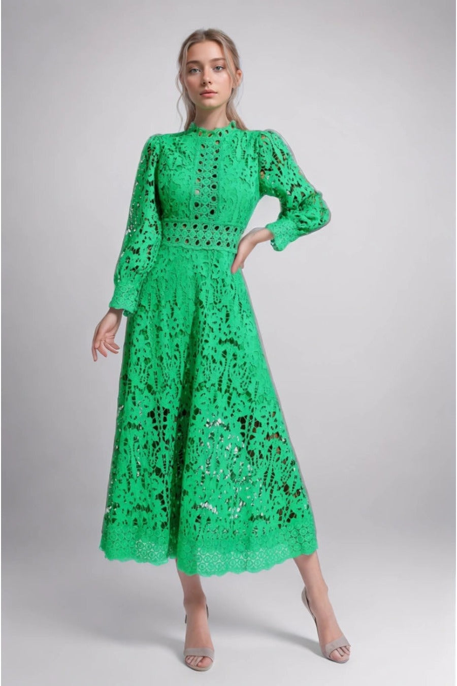 Hollow Out High Waist Elegant Midi Dresses