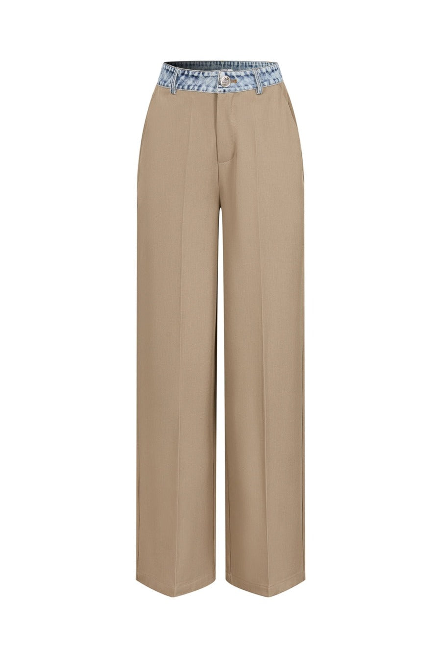 Mixed Media Wide Leg Pants