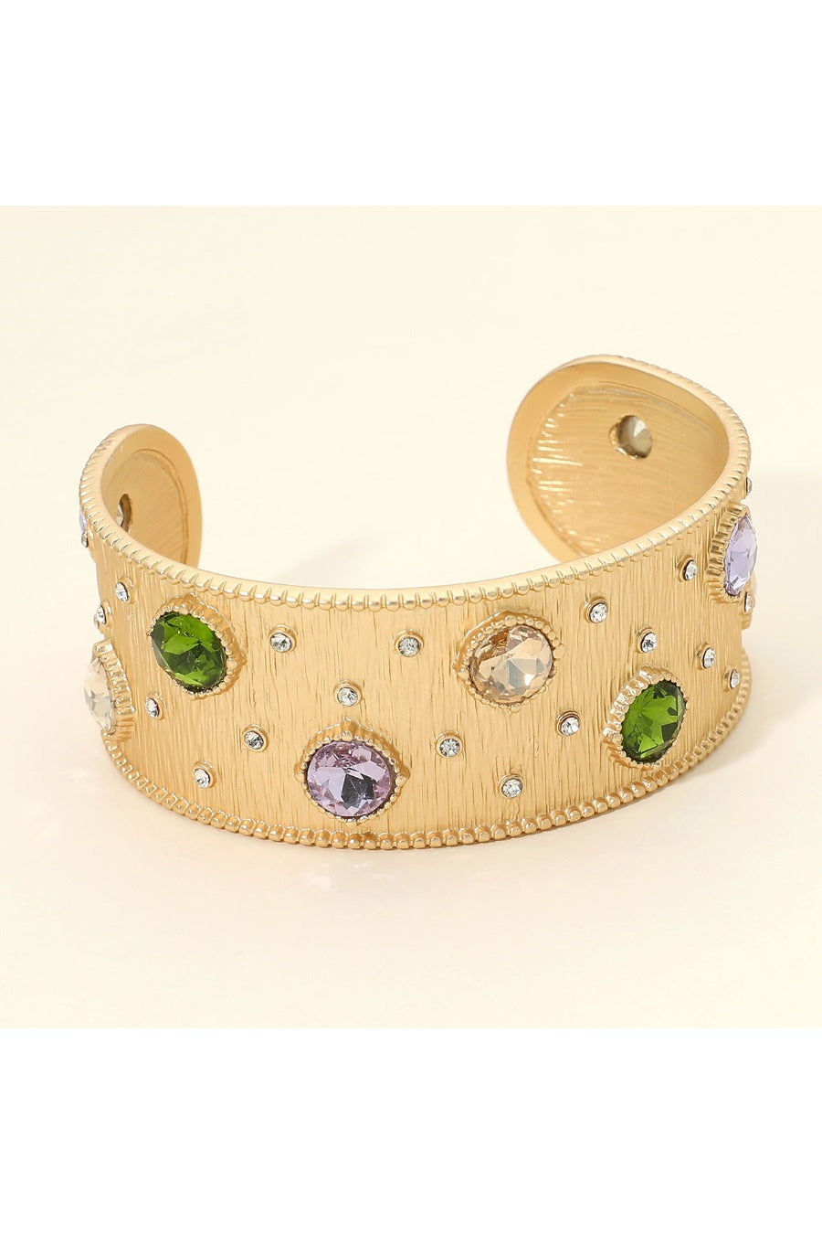 Stone Embellished Wide Cuff Bracelet