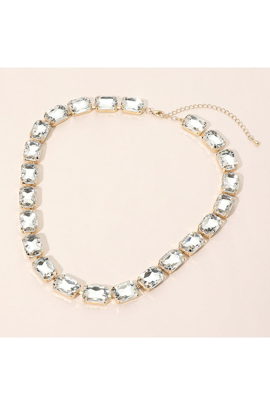 Rectangular Gem Cluster Link Evening Necklace