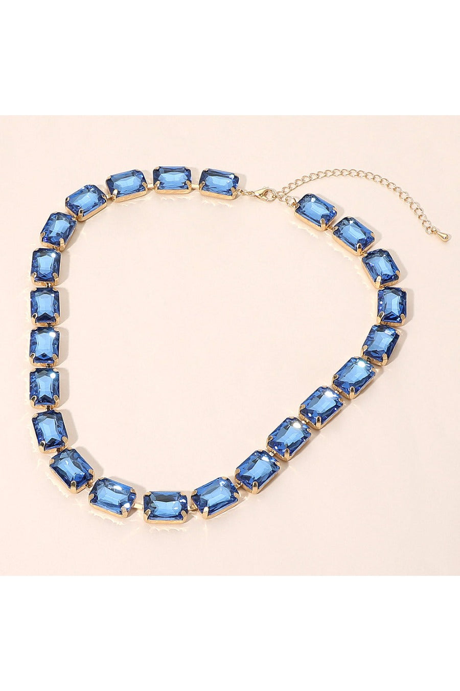 Rectangular Gem Cluster Link Evening Necklace