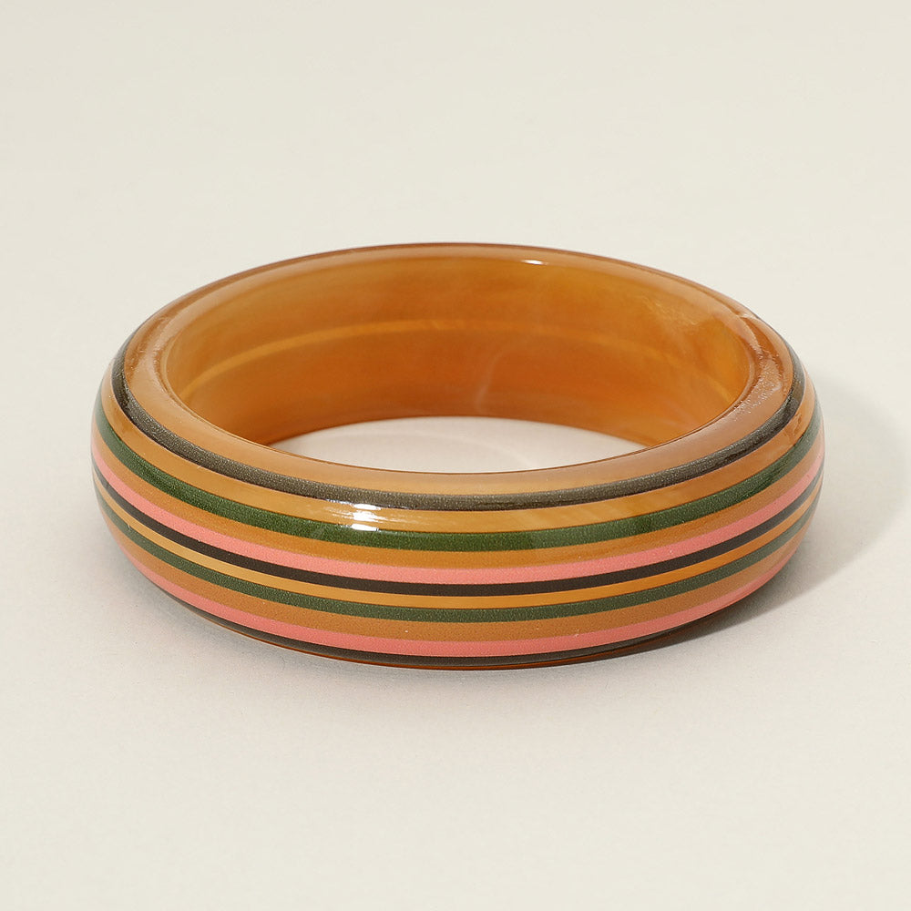 Bold Horizontal Striped Resin Bangle Bracelet