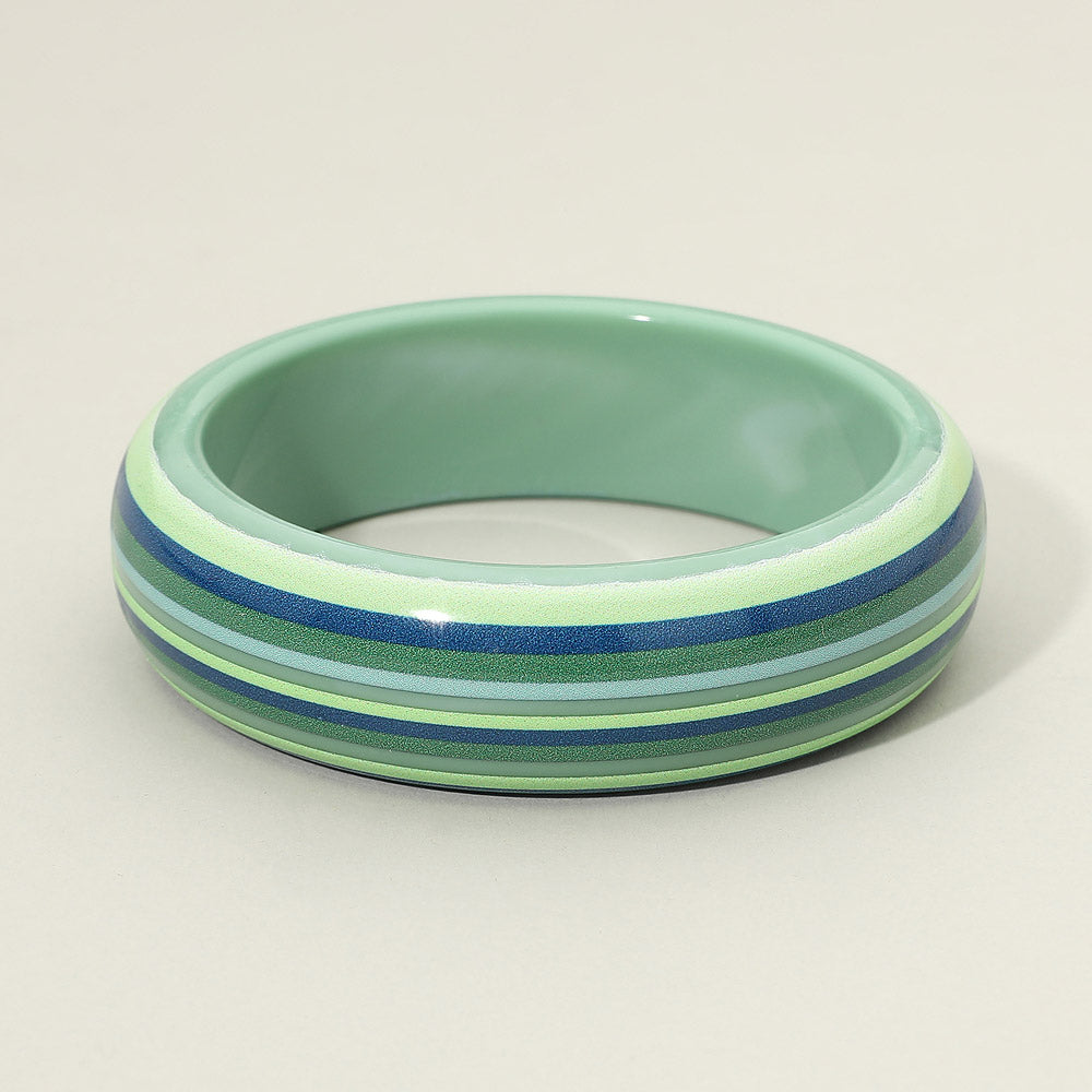 Bold Horizontal Striped Resin Bangle Bracelet