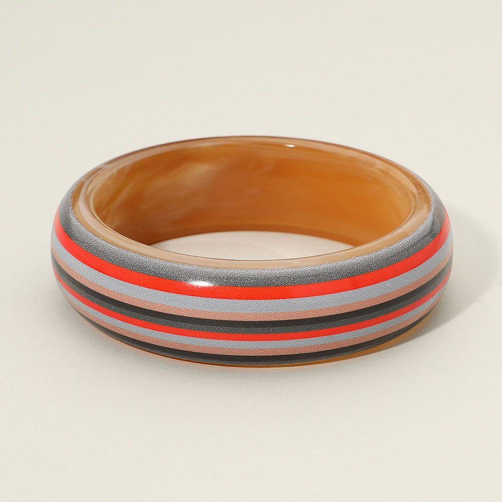 Bold Horizontal Striped Resin Bangle Bracelet