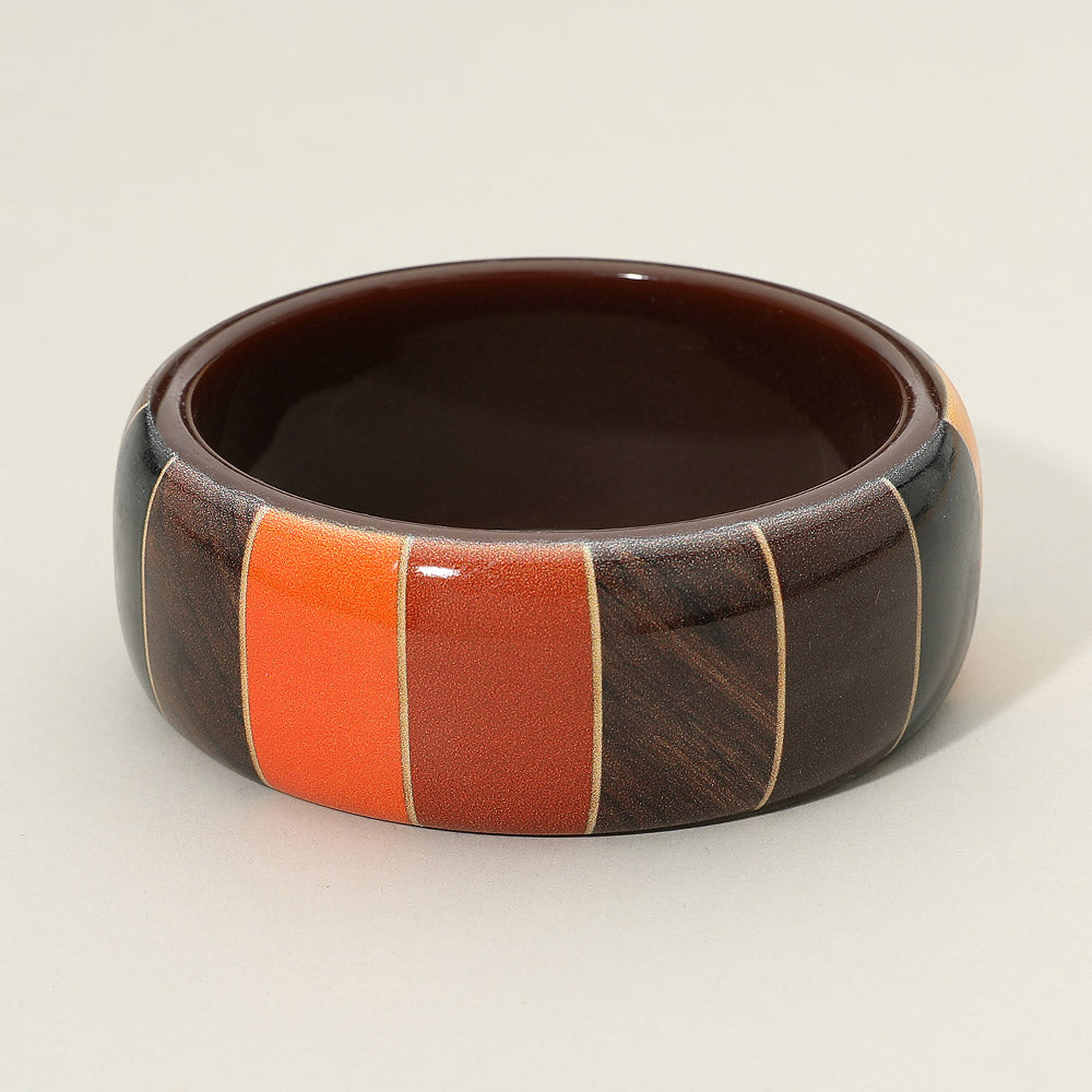 Bold Striped Panel Design Resin Bangle Bracelet