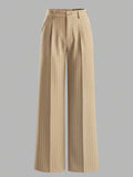 Striped High Waist Wide Leg Pants - Khaki - view 1