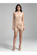 Deep V Neck Tunic Pleated Fashion Dress