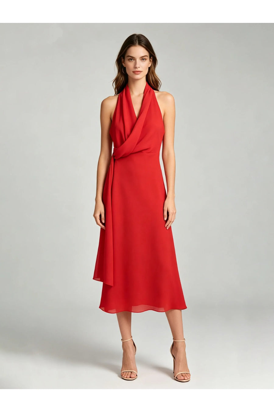 High Waist Pleated Mesh Chic Dress