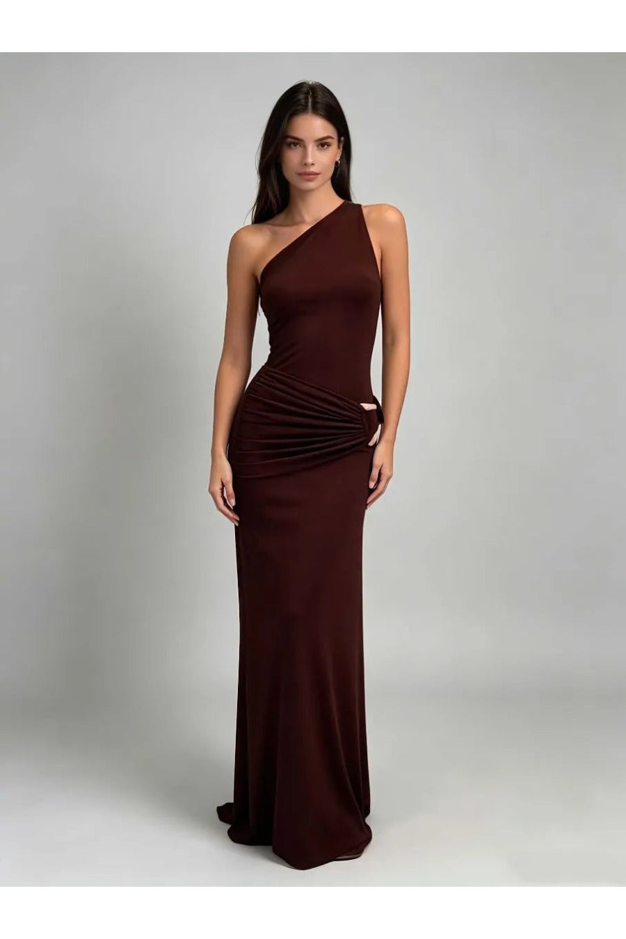 Off One Shoulder Pleated Fashion Dress