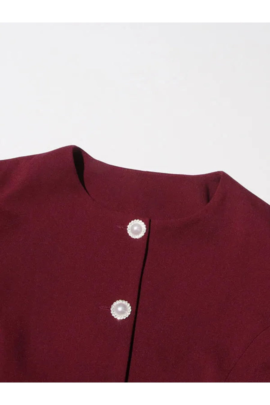 Round Neck Patchwork Button Top High Waist Skirt Set