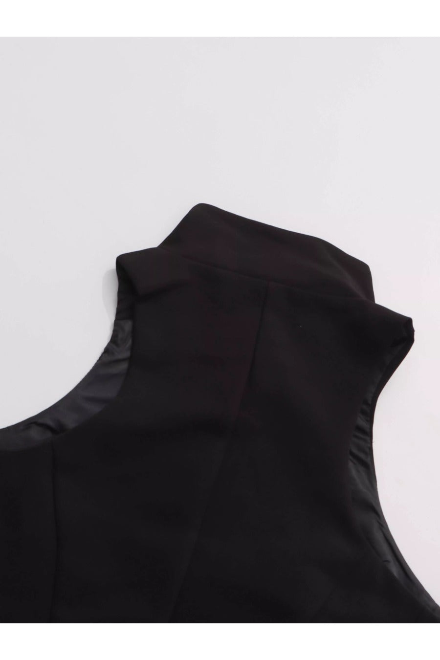 Sleeveless Solid Stand Collar Short Dress