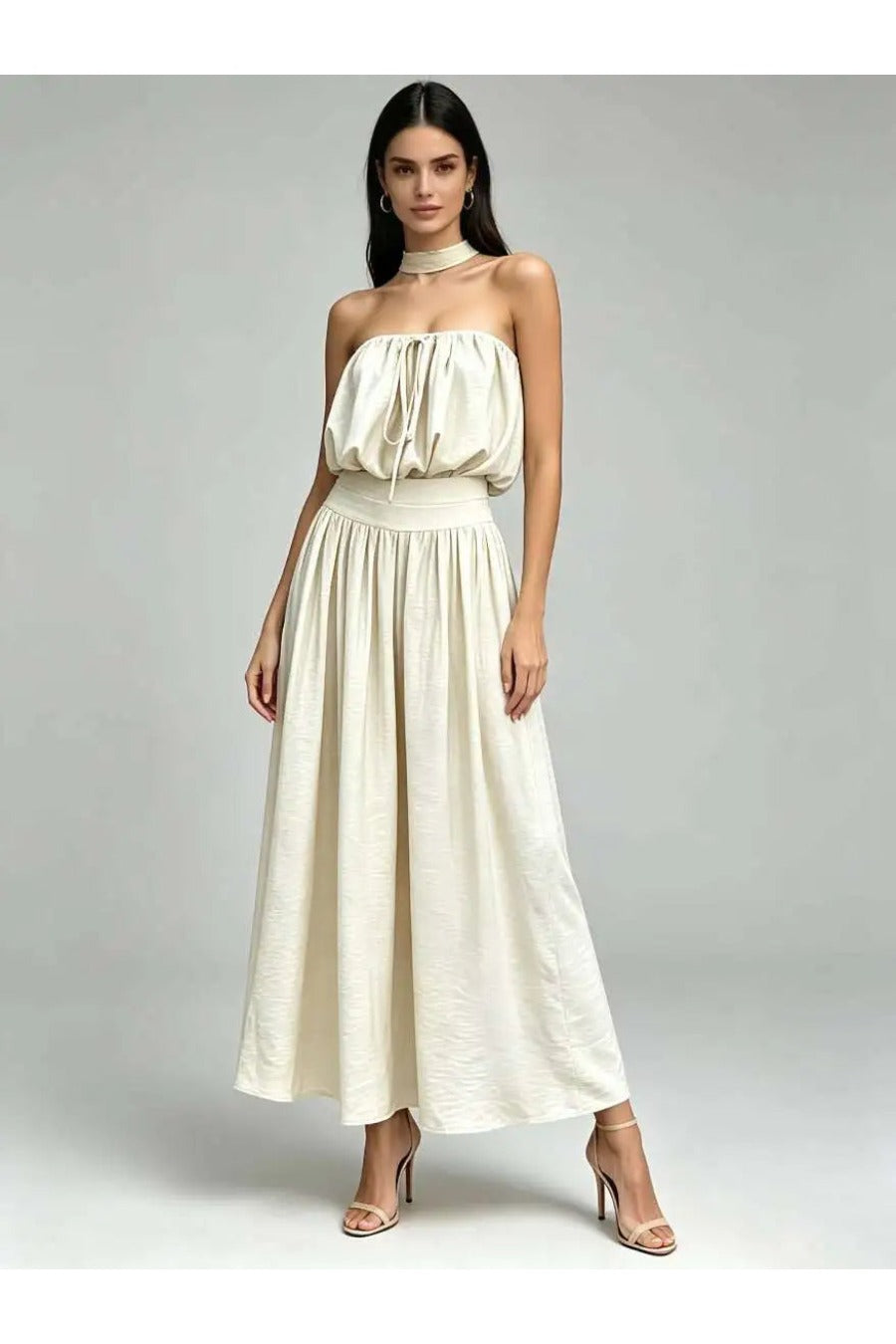 Solid Off Shoulder Vest High Waist Skirt Minimalist Set