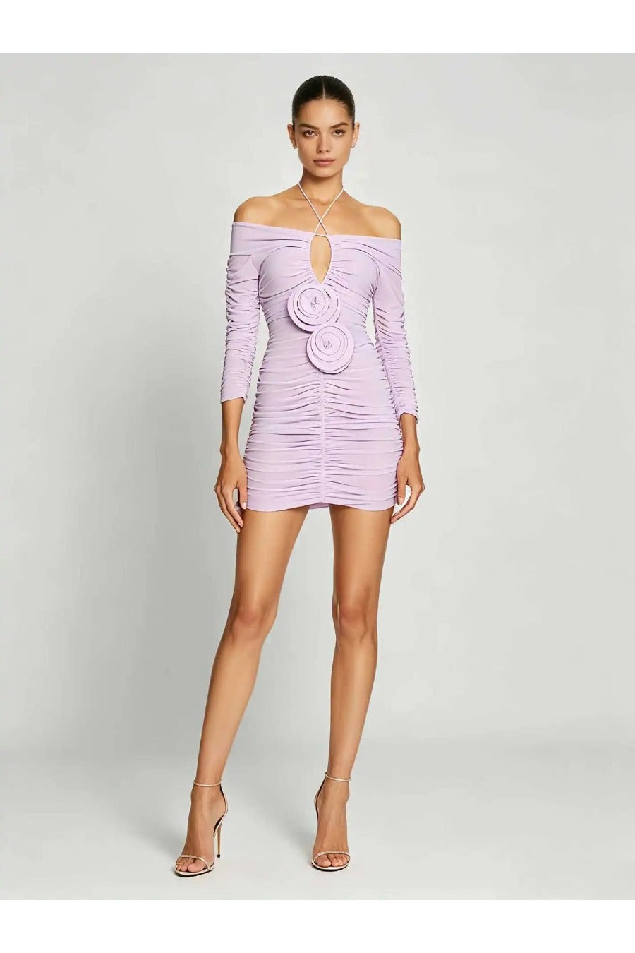 3D Flower Hollow Out Pleated Fashion Dress