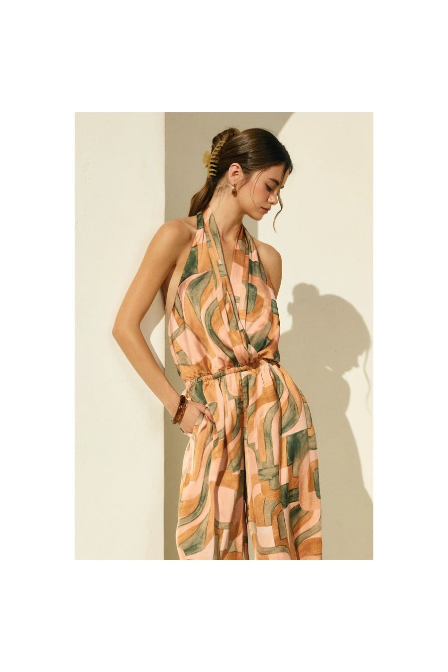 Abstract Halter Neck Jumpsuit
