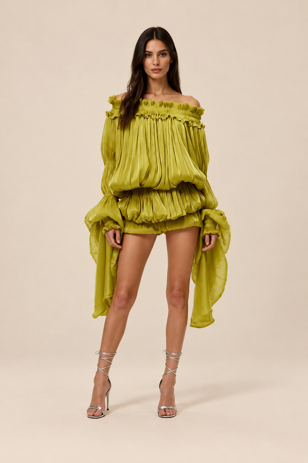 Solid Off Shoulder High Waist Designer Dress — ATTICO