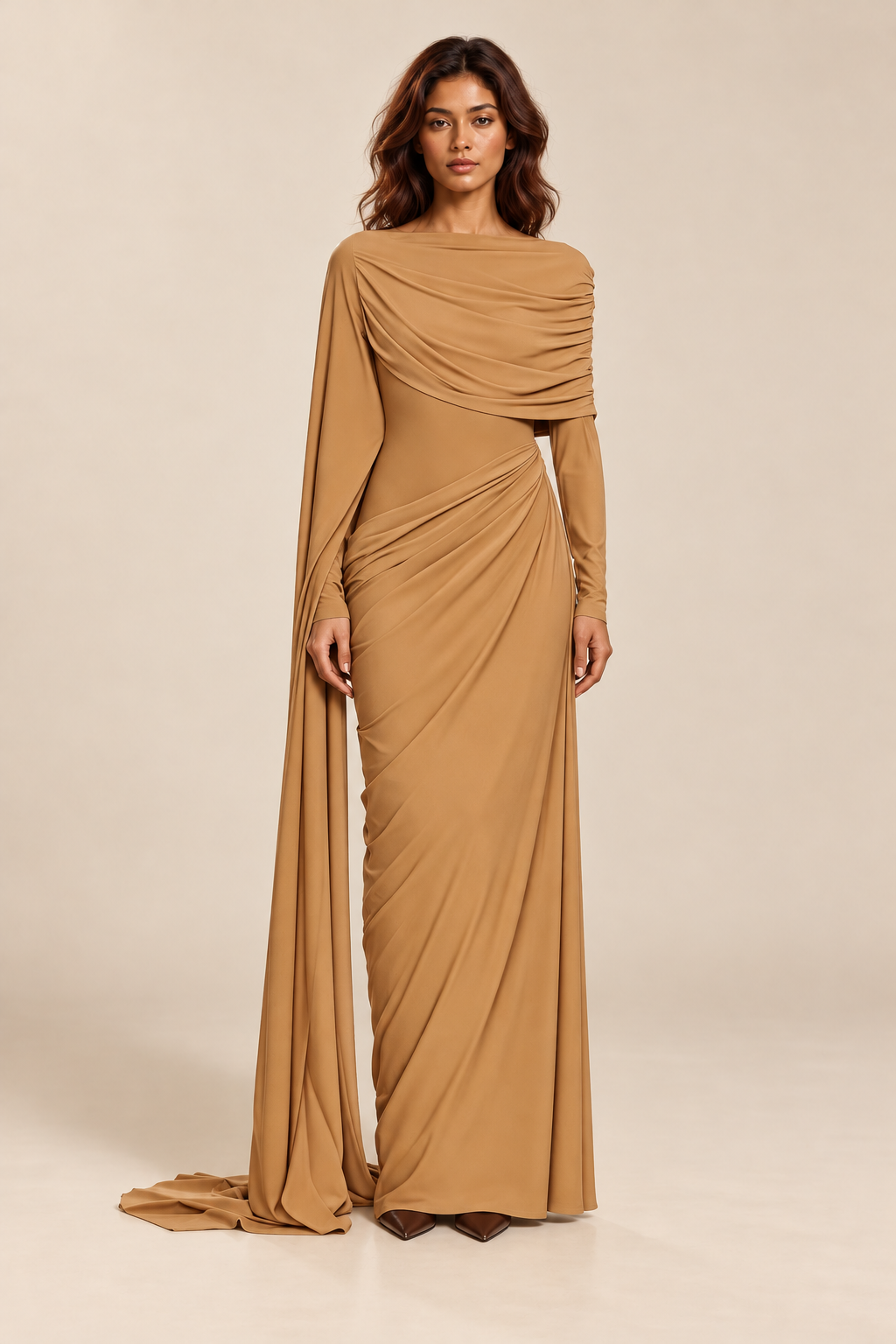 Long Sleeve Ruched Waist Luxury Dress — ATTICO