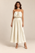 Solid Off Shoulder Vest High Waist Skirt Minimalist Set — ATTICO
