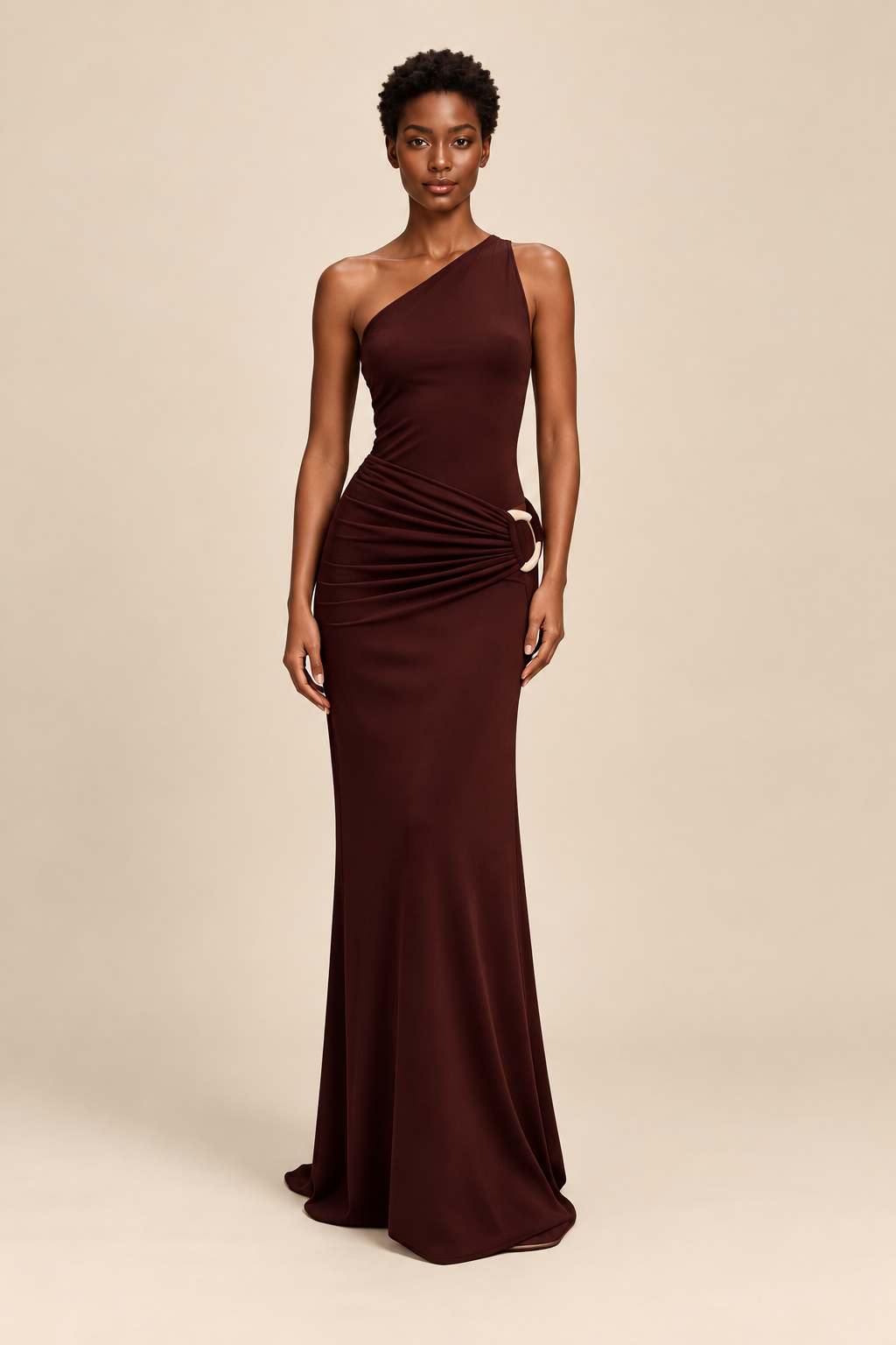 Off One Shoulder Pleated Fashion Dress — ATTICO