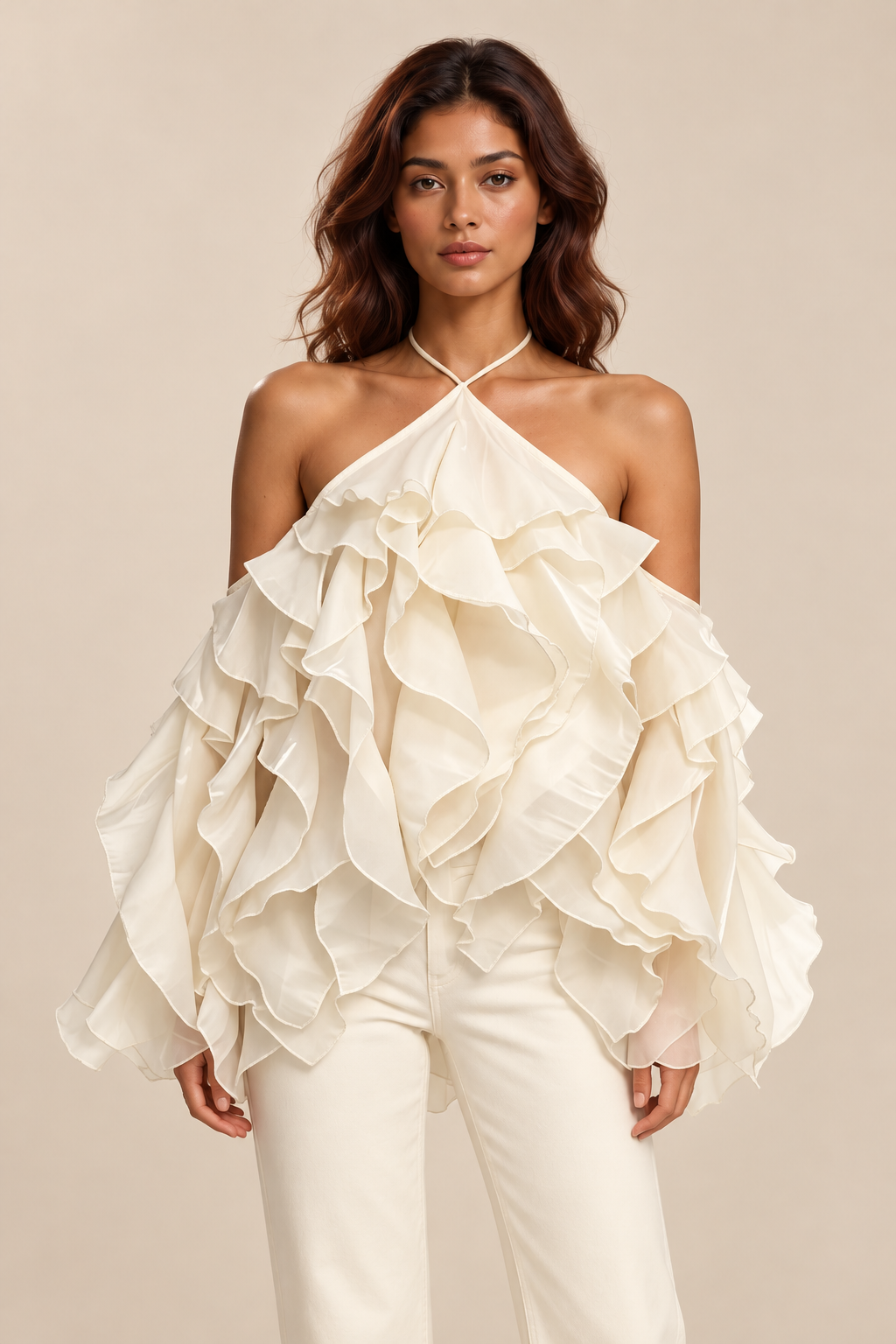 Off Shoulder Spliced Ruffles Elegant Top — ATTICO