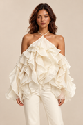 Off Shoulder Spliced Ruffles Elegant Top — ATTICO