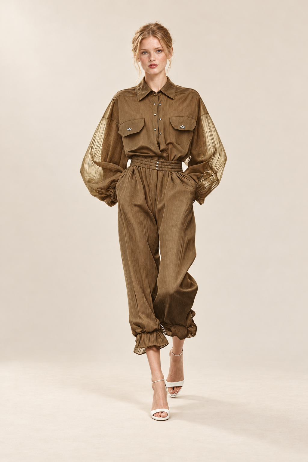 Style Mesh Top and Pants Two Piece Set — ATTICO