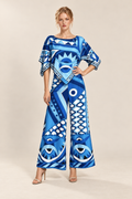 Top Geometric Print Wide Leg Pants Chic Set — ATTICO